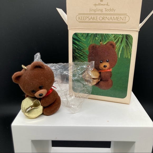 Hallmark Jingling Teddy Keepsake Ornament Vintage 1982 Teddy Bear